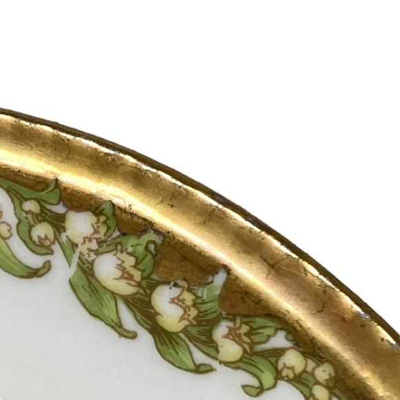 plates 3 LIMOGES vintage 6" 14kt gold trim hand-painted bone china floral France - Picture 5 of 8